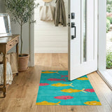 Playful Cartoon Fish Teal Area Rug