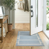 Coastal Beach Blue and Teal Blue Striped Coastal Area Rug