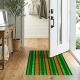 Shimmering Green Orange Vertical Stripe Rug