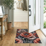 Coral Poppy Floral Area Rug