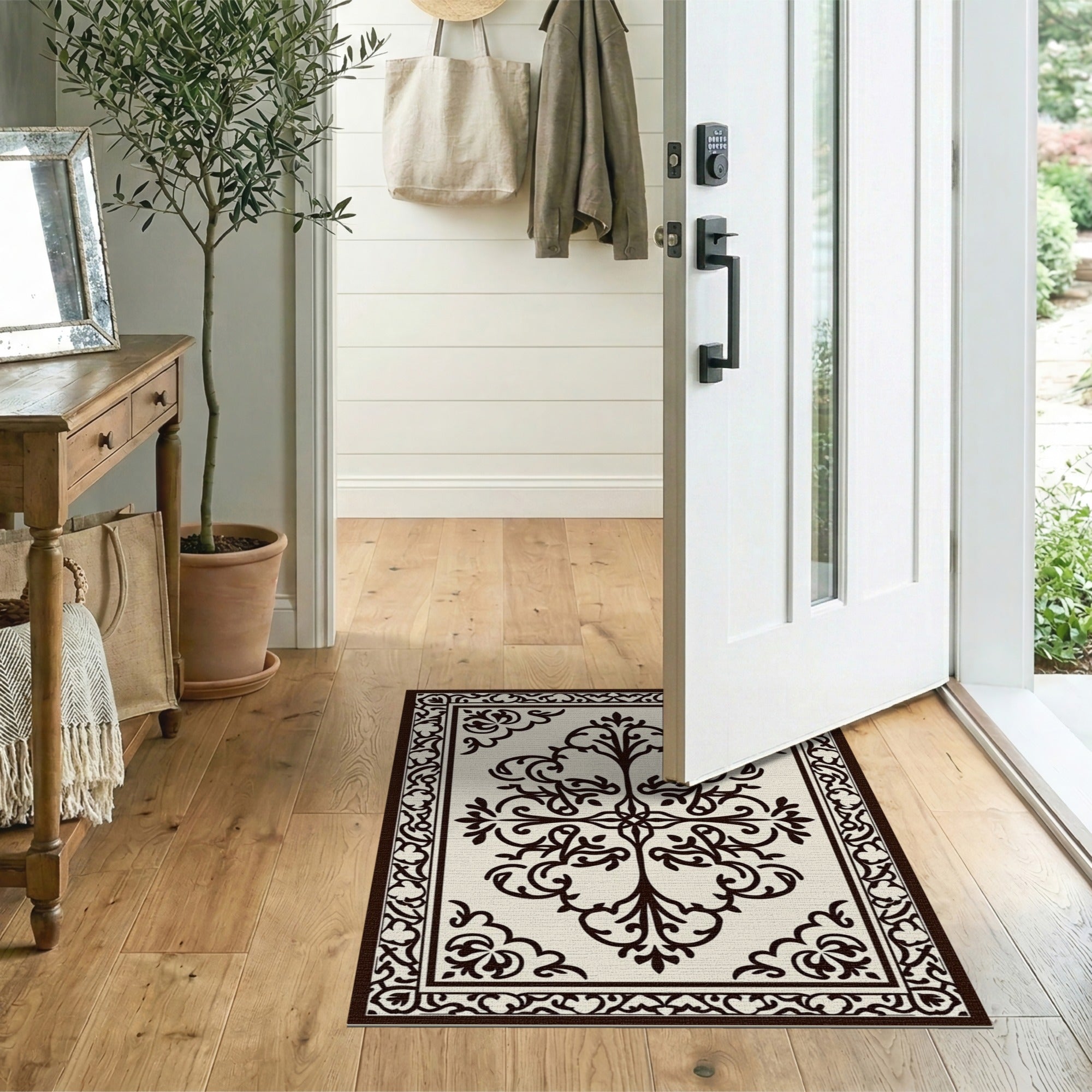 Elegant Cream Floral Persian Area Rug