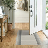 Grey Vertical Stripe Textured Area Rug