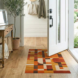 ODIKA Washable Mid-Century Modern Geometric Area Rug - Non-Slip Low Pile