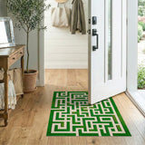 Green Maze Labyrinth Geometric Area Rug