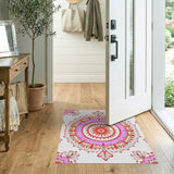 Pink Traditional Persian Vibrant Pink Mandala Area Rug
