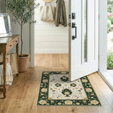 Emerald Green Gold Persian Floral Area Rug