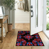 Red Blue Floral Medallion Persian Area Rug