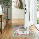 Floral Vintage Pink Pink Floral Medallion Vintage Area Rug