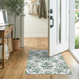 Green Floral Vintage Elegant Green Floral Damask Area Rug