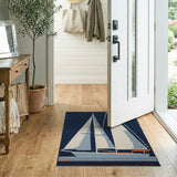 Navy Sailboat Nautical Area Rug