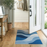 Geometric Modern Cascading Blue Waves Area Rug