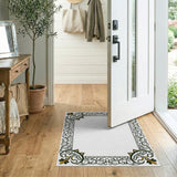 Ornate Black Gold Floral Border Area Rug