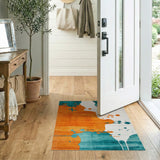 Teal Orange Abstract Area Rug