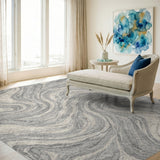 Abstract Area Grey Marble Swirl Area Rug