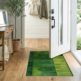 Lush Green Vertical Stripe Geometric Area Rug