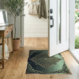 Teal Ornate Mandala Distressed Area Rug