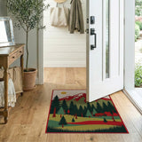 Sunlit Red Mountain Pine Forest Wildlife Rug