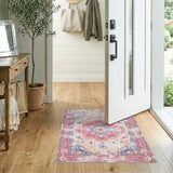 Pink Floral Distressed Vintage Area Rug