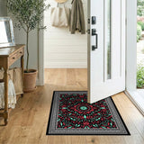 Red Teal Persian Floral Medallion Rug