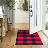 Rustic Farmhouse Vibrant Pink Black Plaid Area Rug