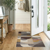 Multi-Color Curved Geometric Area Rug