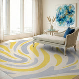 Yellow Abstract Area Yellow Swirl Abstract Area Rug