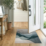 Layered Teal Mountain Abstract Area Rug