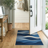 Blue and Teal Blue Wave Coastal Area Rug