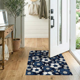 Navy Soccer Balls Cluster Area Rug