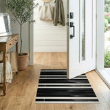 Black White Geometric Stripe Geometric Modern Area Rug
