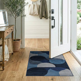 Blue Teal Overlapping Circles Geometric Rug