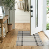 Neutral Plaid Woven Area Rug
