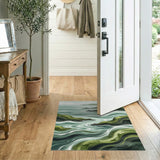 Teal Waves and Emerald Cliffs Coastal Rug