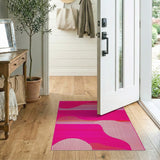 Vibrant Pink Geometric Wave Area Rug