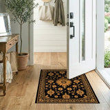 Traditional Persian Black Gold Floral Persian Area Rug