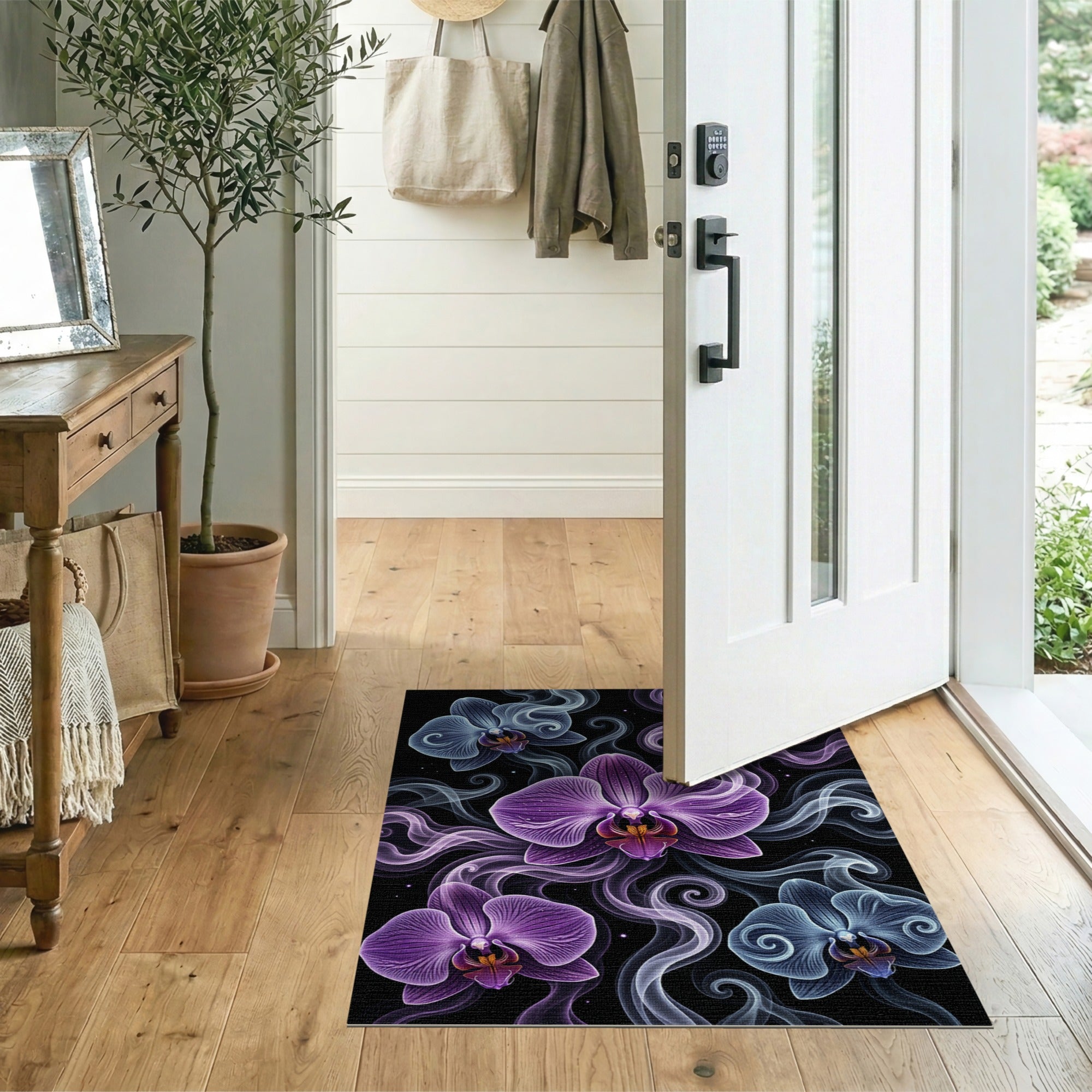 Ethereal Purple Orchid Smoke Area Rug