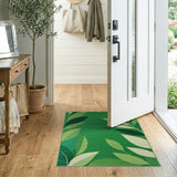 Green Vibrant Green Leaf Geometric Area Rug