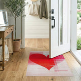 Red Glitch Heart Geometric Area Rug