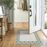 Vintage Green Lily Pad Frog Border Area Rug