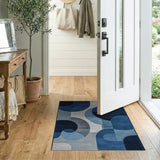 Abstract Blue Geometric Overlapping Shapes Rug