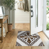 Ornate Tan Diamond Medallion Area Rug