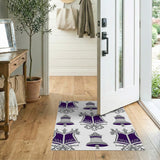 Purple Ornate Bell and Scroll Area Rug