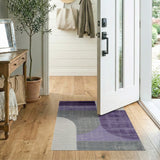Purple Grey Geometric Abstract Area Rug