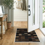 Patchwork Geometric Textured Area Rug in Brown Tan