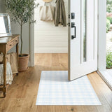 Light Blue Checkered Area Rug