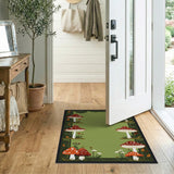 Boho Chic Green Whimsical Mushroom Forest Area Rug
