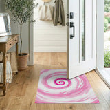 Hypnotic Pink Swirl Geometric Area Rug