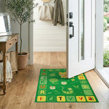 Green ABC Alphabet Kids Cartoon Rug with Animals