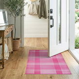 Pink Gingham Checkered Area Rug