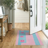 Cute Pink Smiley Faces Kids Area Rug